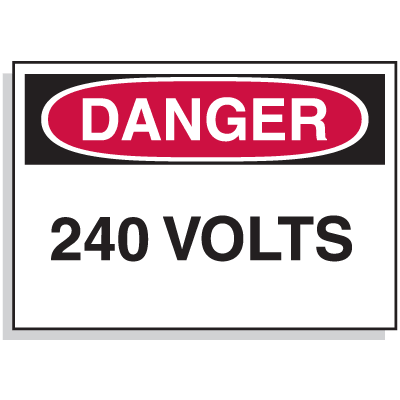 Lockout Hazard Warning Labels- Danger 240 Volts