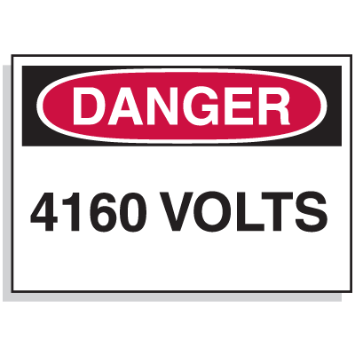 Lockout Hazard Warning Labels- Danger 4160 Volts