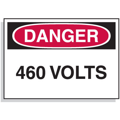 Lockout Hazard Warning Labels- Danger 460 Volts