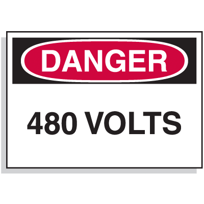 Lockout Hazard Warning Labels- Danger 480 Volts
