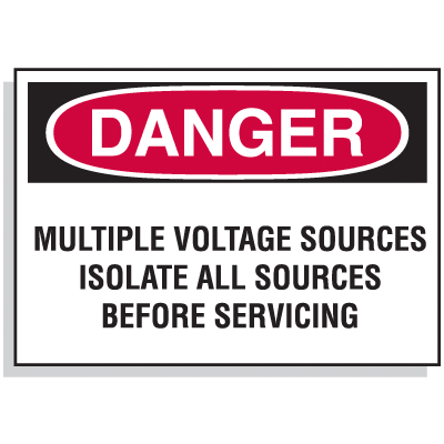 Lockout Hazard Warning Labels- Danger Multiple Voltage Sources