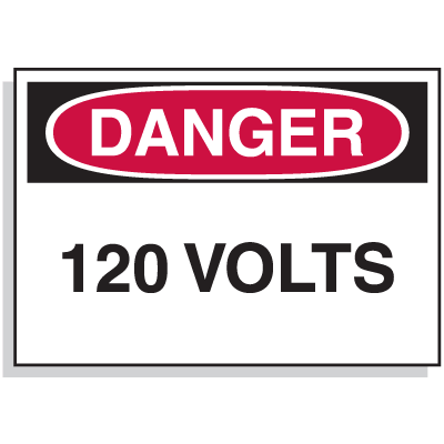 Lockout Hazard Warning Labels- Danger 120 Volts