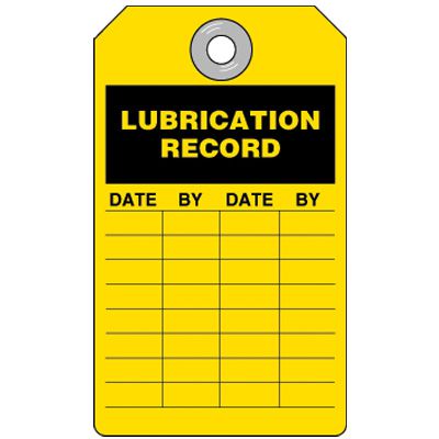 Lubrication Record Tag
