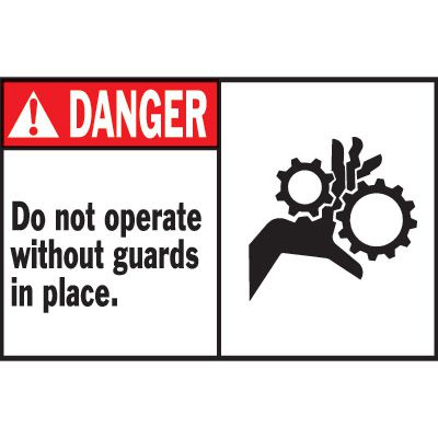 Machine Warning Labels - Do Not Operate Without Guards