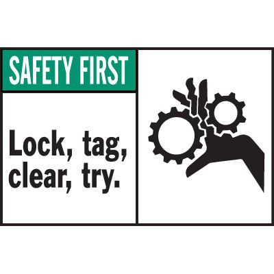 Machine Warning Labels - Safety First Lock Tag