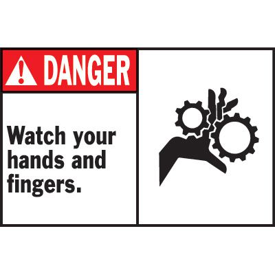Machine Warning Labels - Danger Watch Your Hands