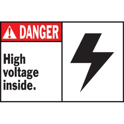 Machine Warning Labels - Danger High Voltage Inside