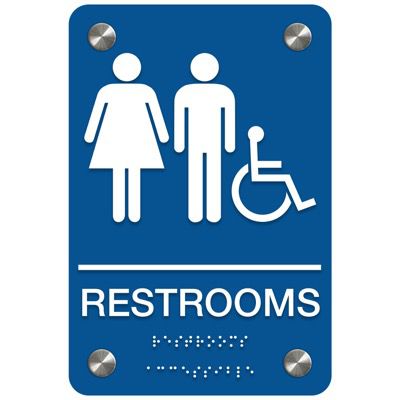 Man/Woman Restroom (Accessibility) - Bilingual Premium ADA Restroom Signs
