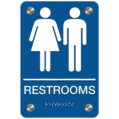 Man/Woman Restrooms - Premium ADA Restroom Signs