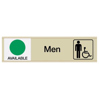 Men's Restroom Sign w/ Engraved Sliders - Available/In Use