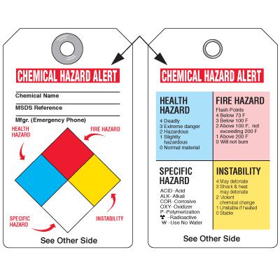 Mini NFPA Tags - Chemical Hazard Alert