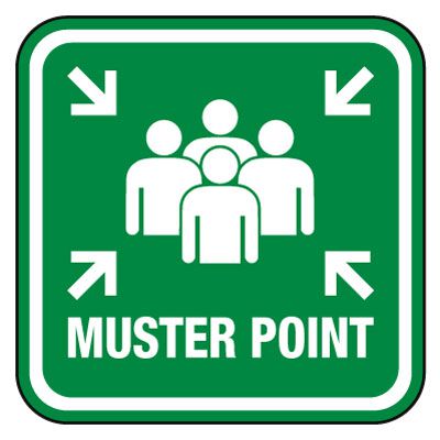 Muster Point Sign With Graphics