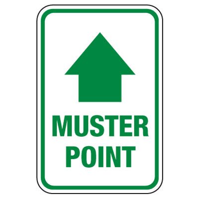 Muster Point w/ Up Arrow Sign (Vertical)