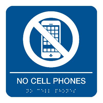 No Cell Phones - Graphic Braille Signs