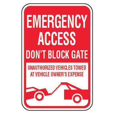 No Parking Signs - Emergency Access Don't Block Gate