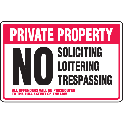 Property Security Signs - No Soliciting