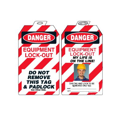 Padlock Tags with Self-Laminating Photo - Danger Equipment Lock-Out