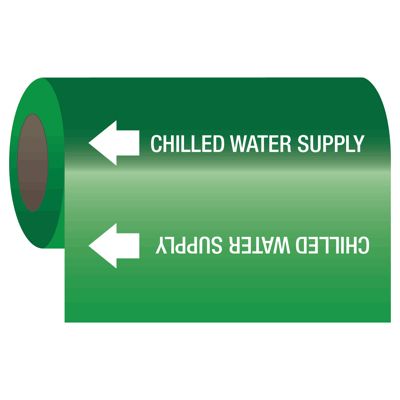 Self-Adhesive Pipe Markers-On-A-Roll - Chilled Water Supply