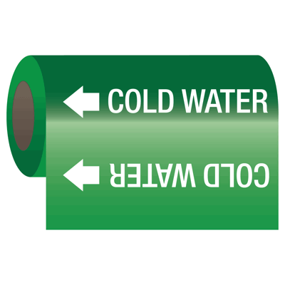 Self-Adhesive Pipe Markers-On-A-Roll - Cold Water