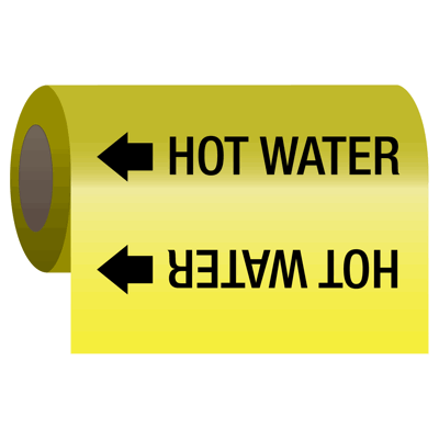 Self-Adhesive Pipe Markers-On-A-Roll - Hot Water