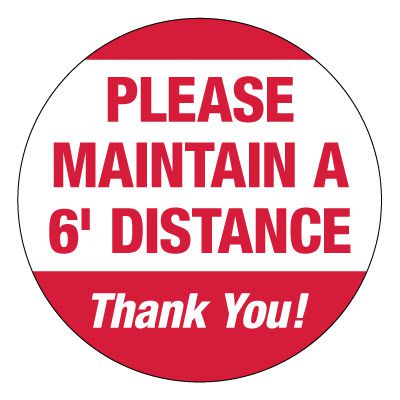 Economy Floor Marking Stickers - Please Maintain 6ft Distance