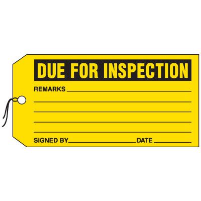 Production Control Tags - Due For Inspection