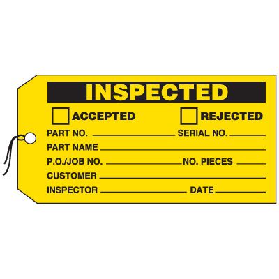 Production Control Tags - Inspected (Accepted/Rejected)