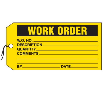 Production Control Tags - Work Order
