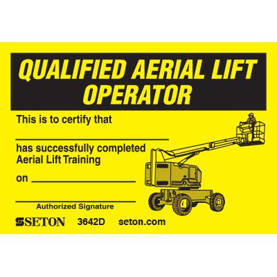 Certification Wallet Cards - Qualified Aerial Lift Operator
