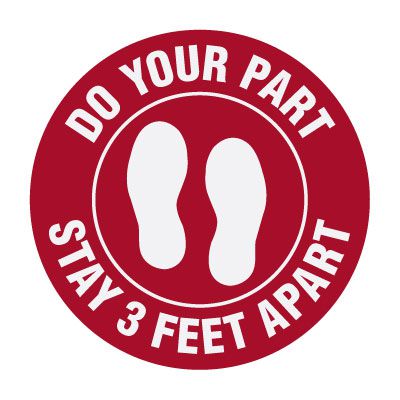 Floor Markers - Stay 3 Feet Apart - Red