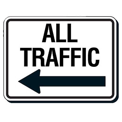 Reflective Parking Lot Signs - All Traffic (Left Arrow)