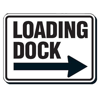 Reflective Parking Lot Signs - Loading Dock (Right Arrow)