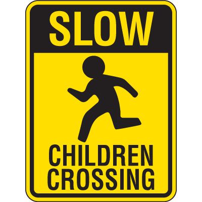 Reflective Pedestrian Crossing Signs - Slow Children Crossing