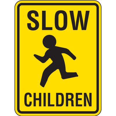 Reflective Pedestrian Crossing Signs - Slow Children