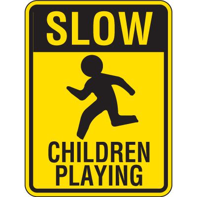 Reflective Pedestrian Crossing Signs - Slow Children Playing