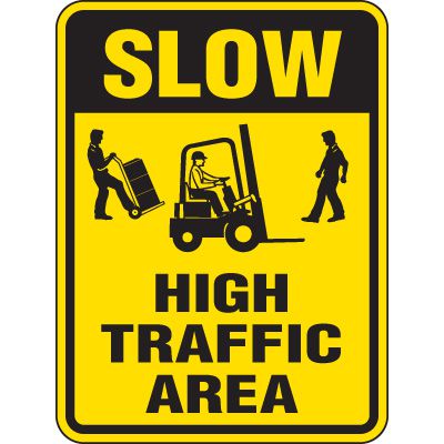Reflective Pedestrian Crossing Signs - Slow High-Traffic Area