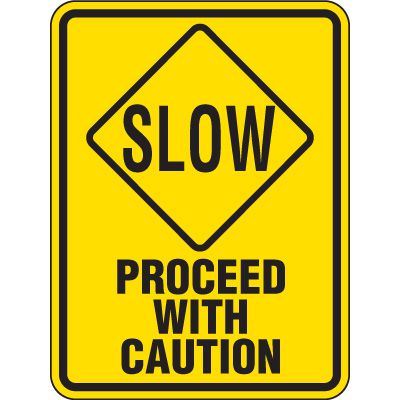 Reflective Pedestrian Crossing Signs - Slow Proceed With Caution
