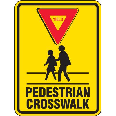Reflective Yield Pedestrian Crosswalk Signs -