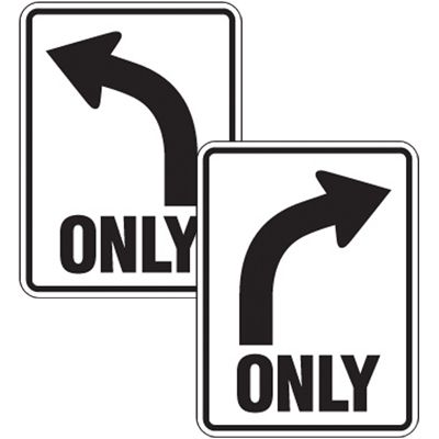 Reflective Left or Right Curve Only Sign