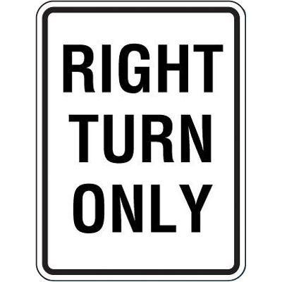 Reflective Speed Limit Signs - Right Turn Only