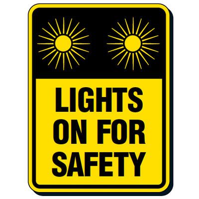 Reflective Traffic Reminder Signs - Lights On For Safety