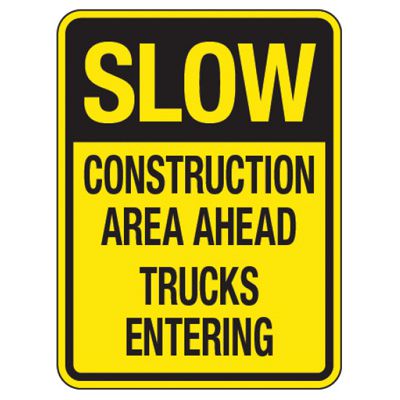 Reflective Traffic Reminder Signs - Slow Construction Area Ahead