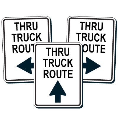 Reflective Traffic Reminder Signs - Thru Truck Route