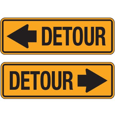 Reflective Traffic Signs - Detour (With Arrow)
