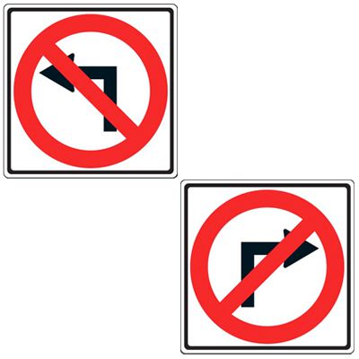 Reflective Traffic Signs - No Left/Right Turn (Symbol)