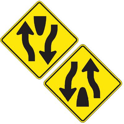 Reflective Warning Signs - Divided Highway (Symbol)