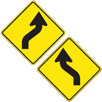 Reflective Warning Signs - Reverse Curve (Symbol)