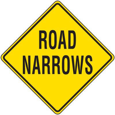 Reflective Warning Signs - Road Narrows
