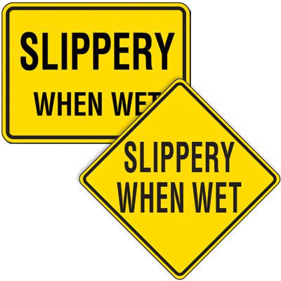 Reflective Warning Signs - Slippery When Wet