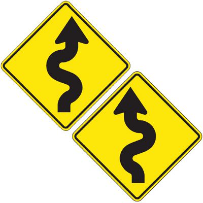 Reflective Warning Signs - Winding Road (Symbol)